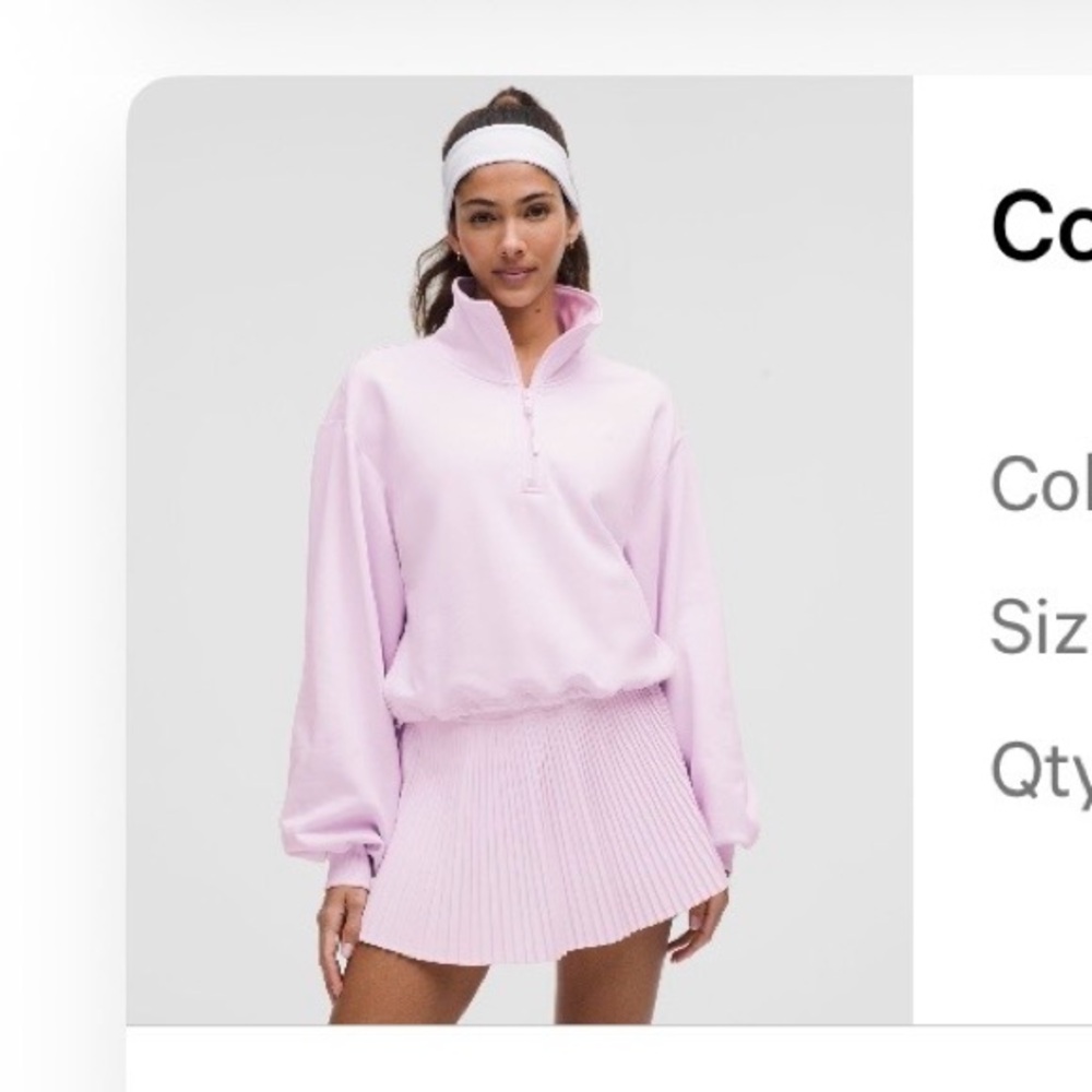 lululemon Cotton Terry Half Zip Light Pink Sweater